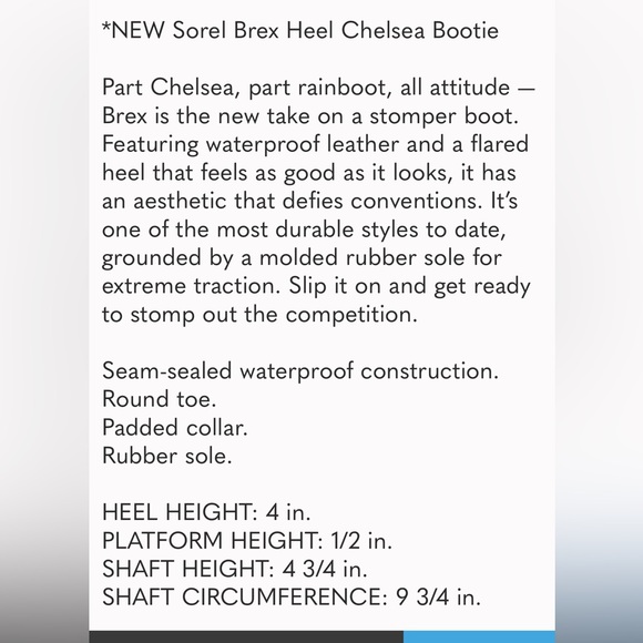 $220 Sorel Brex Heel Chelsea Bootie Boot white heel black winter rain boot 9.5 - Picture 9 of 14